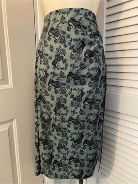 Sage Green Paisley Print Midi Skirt- Size Large